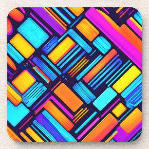 Neon Geometric Abstrakt Getränkeuntersetzer