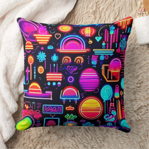Neon Geometric Abstrakt Kissen