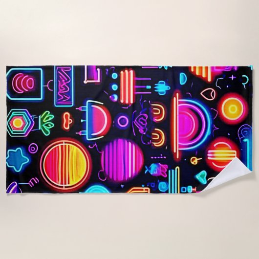 Neon Geometric Abstrakt Strandtuch (Vorderseite)
