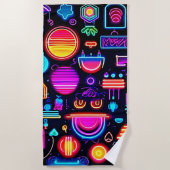 Neon Geometric Abstrakt Strandtuch (Vorderseite)