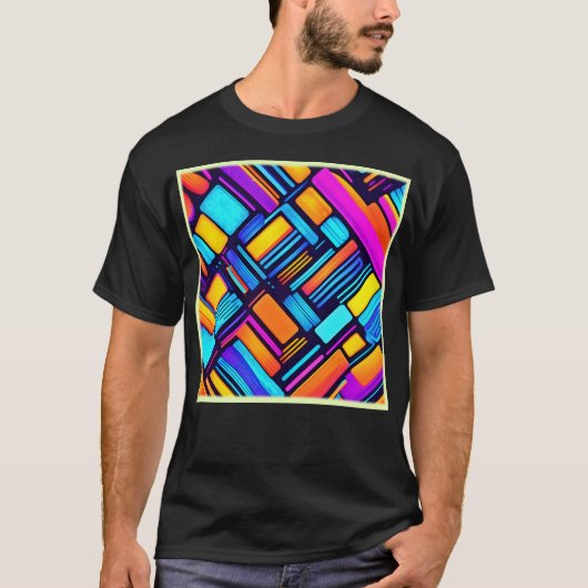 Neon Geometric Abstrakt T-Shirt (Vorderseite)