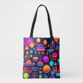 Neon Geometric Abstrakt Tasche (Vorderseite)