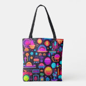 Neon Geometric Abstrakt Tasche (Rückseite)