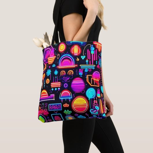 Neon Geometric Abstrakt Tasche (Von Nahem)
