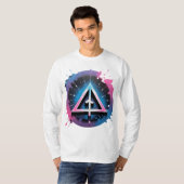 Neon Geometric Arrow in Cosmic Splash T-Shirt (Vorne ganz)