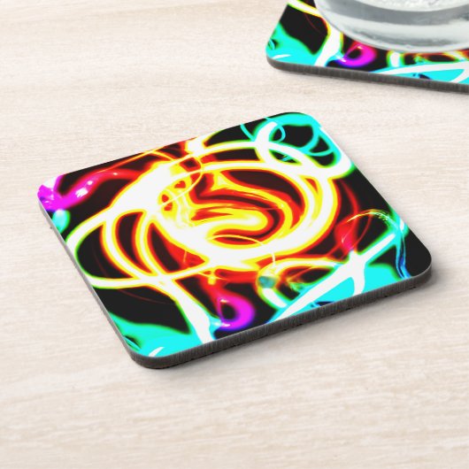 Neon Geometric Art Design für Ihre Bedürfnisse Getränkeuntersetzer (Linke Seite)