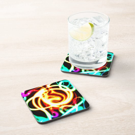 Neon Geometric Art Design für Ihre Bedürfnisse Getränkeuntersetzer (Rechte Seite)