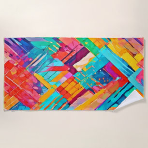 Neon Geometric Dreamscape Strandtuch