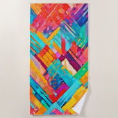 Neon Geometric Dreamscape Strandtuch (Vorderseite)