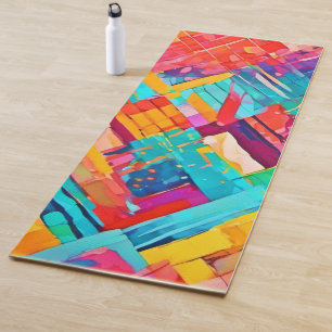 Neon Geometric Dreamscape Yogamatte