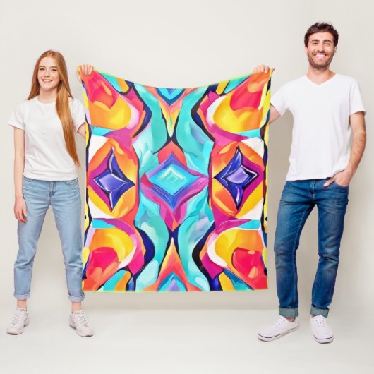 Neon Geometric Fusion Art Fleecedecke (Beispiel)