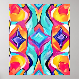 Neon Geometric Fusion Art Poster