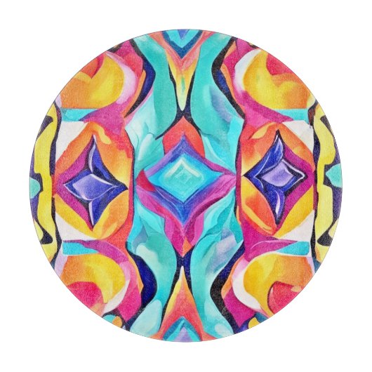 Neon Geometric Fusion Art Schneidebrett (Vorderseite)