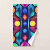 Neon Geometric Mandala Art Badhandtuch Set (Handtuch)
