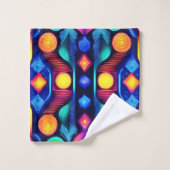 Neon Geometric Mandala Art Badhandtuch Set (Waschlappen)