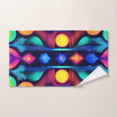 Neon Geometric Mandala Art Badhandtuch Set (Handtuch)