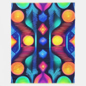 Neon Geometric Mandala Art Fleecedecke (Vorderseite)