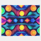 Neon Geometric Mandala Art Fleecedecke (Vorderseite (Horizontal))