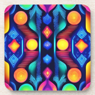 Neon Geometric Mandala Art Getränkeuntersetzer