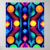 Neon Geometric Mandala Art Poster (Vorne)