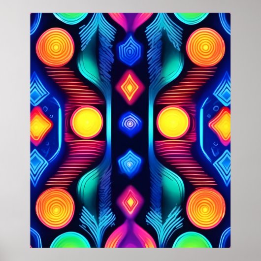 Neon Geometric Mandala Art Poster (Vorne)