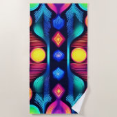 Neon Geometric Mandala Art Strandtuch (Vorderseite)