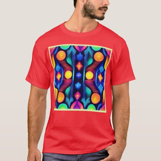 Neon Geometric Mandala Art T-Shirt (Vorderseite)