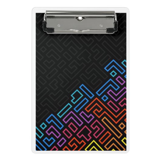Neon Geometric Maze Mini Clipboard – Modern Colorf Mini Klemmbrett (Vorderseite)