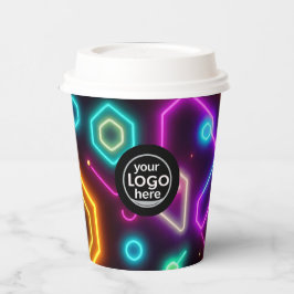Neon Geometric Paper Cup 8oz für benutzerdefiniert Pappbecher