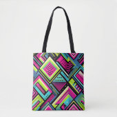 Neon Geometric Pop Art Tote Bag Tasche (Vorderseite)
