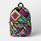 Neon Geometric Retro Vibes Bedruckter Rucksack (Vorderseite)