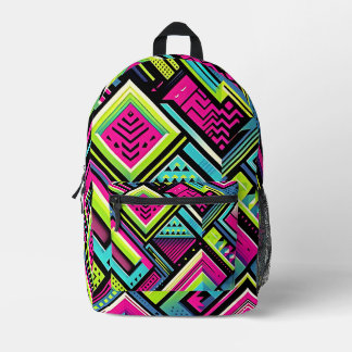 Neon Geometric Retro Vibes Bedruckter Rucksack