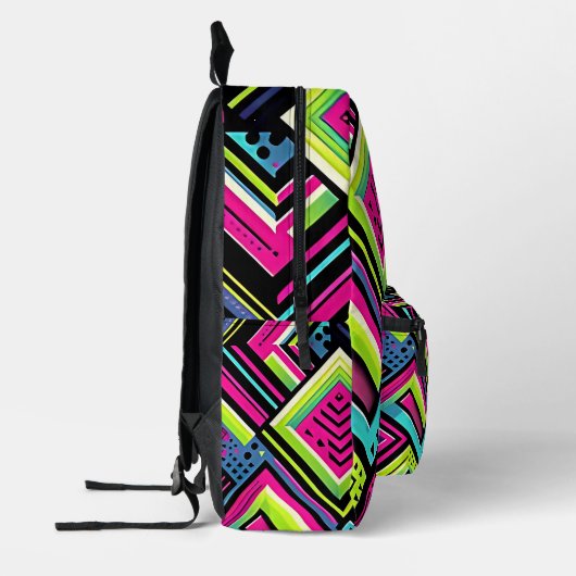 Neon Geometric Retro Vibes Bedruckter Rucksack (Links)