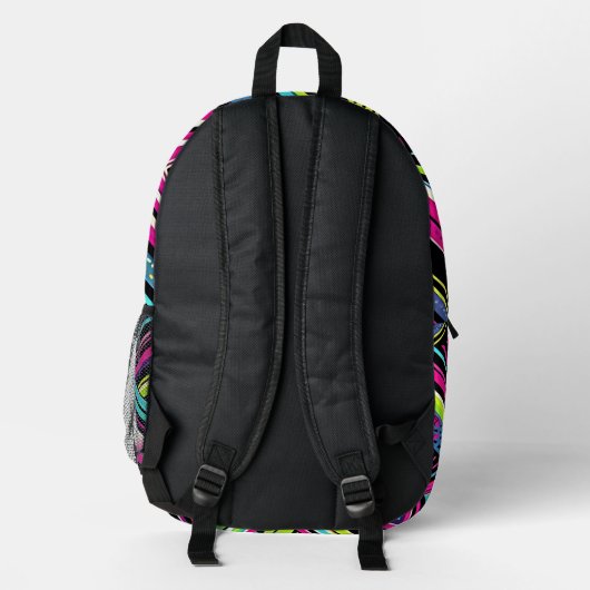 Neon Geometric Retro Vibes Bedruckter Rucksack (Rückseite)