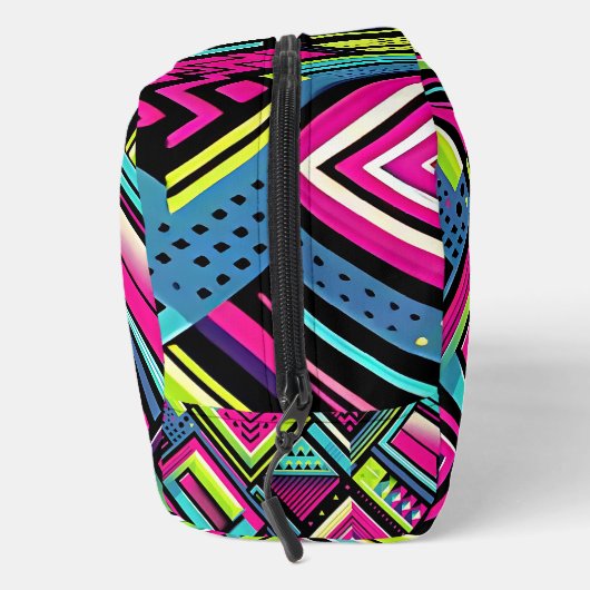 Neon Geometric Retro Vibes Waschbeutel (Rechts)