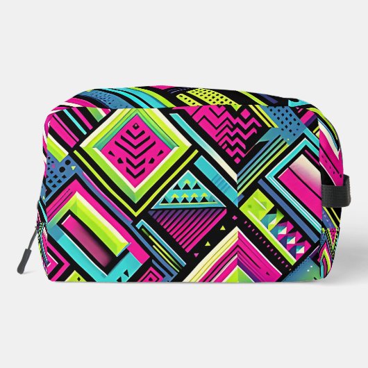 Neon Geometric Retro Vibes Waschbeutel (Rückseite)