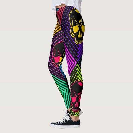 Neon Geometric Skull Pattern Leggings (Links)