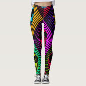 Neon Geometric Skull Pattern Leggings (Vorderseite)