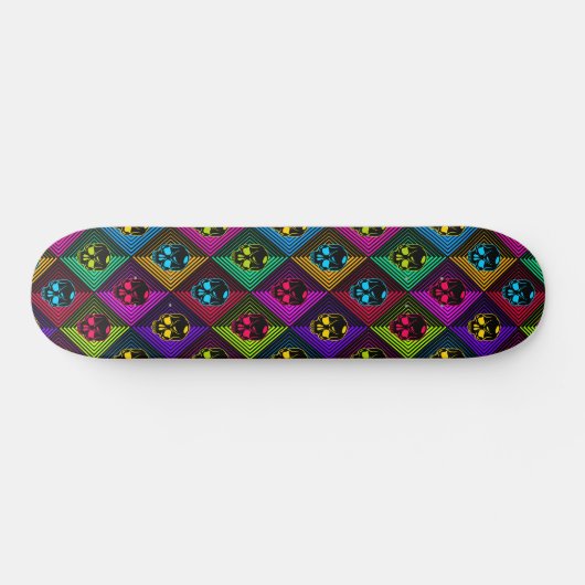 Neon Geometric Skull Pattern Skateboard (Horizontal)