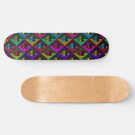 Neon Geometric Skull Pattern Skateboard (Horizontal)