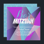 Neon Geometrie Blue White Bar Mitzvah Einladung<br><div class="desc">Einladungen zur jüdischen Feier - Bar Mitzvah Geometrische Einladungen</div>