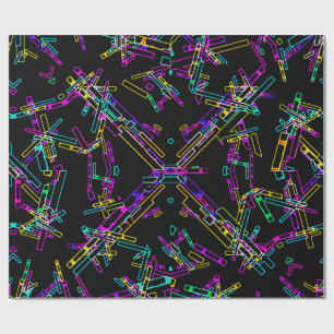 Neon-Geometrie-Explosion: Lebendiger abstrakter Sp Geschenkpapier
