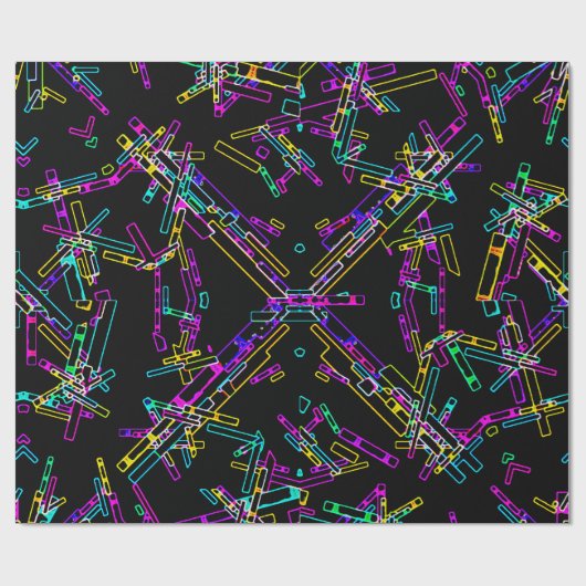 Neon-Geometrie-Explosion: Lebendiger abstrakter Sp Geschenkpapier (Flach)