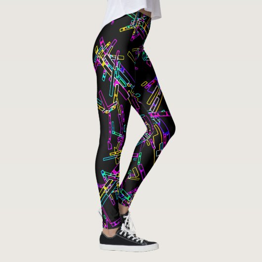 Neon-Geometrie-Explosion: Lebendiger abstrakter Sp Leggings (Rechts)