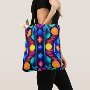 Neon-Geometrie-Mandala-Kunst Tasche