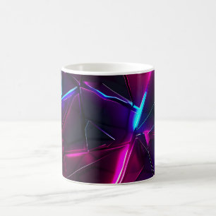 Neon geometrisch abstrakt futuristisch Cyberpunk Kaffeetasse