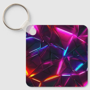 Neon-Geometrisches-Abstraktes-Futuristisches-Cyber Schlüsselanhänger