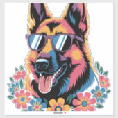 Neon German Shepherd mit Sonnenbrille Aufkleber (Blatt)