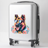 Neon German Shepherd mit Sonnenbrille Aufkleber (Koffer)