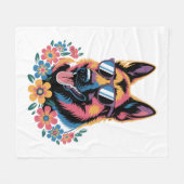 Neon German Shepherd mit Sonnenbrille Fleecedecke (Vorderseite (Horizontal))